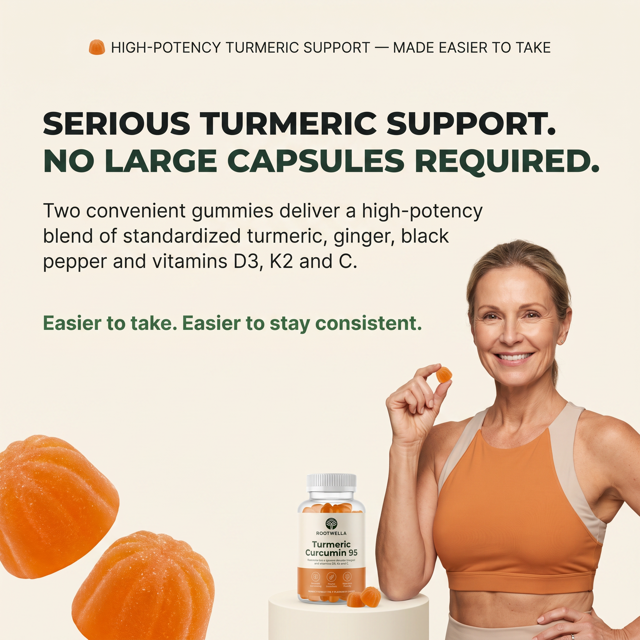 Turmeric Curcumin Gummies with D3 + K2 (1,200mg)