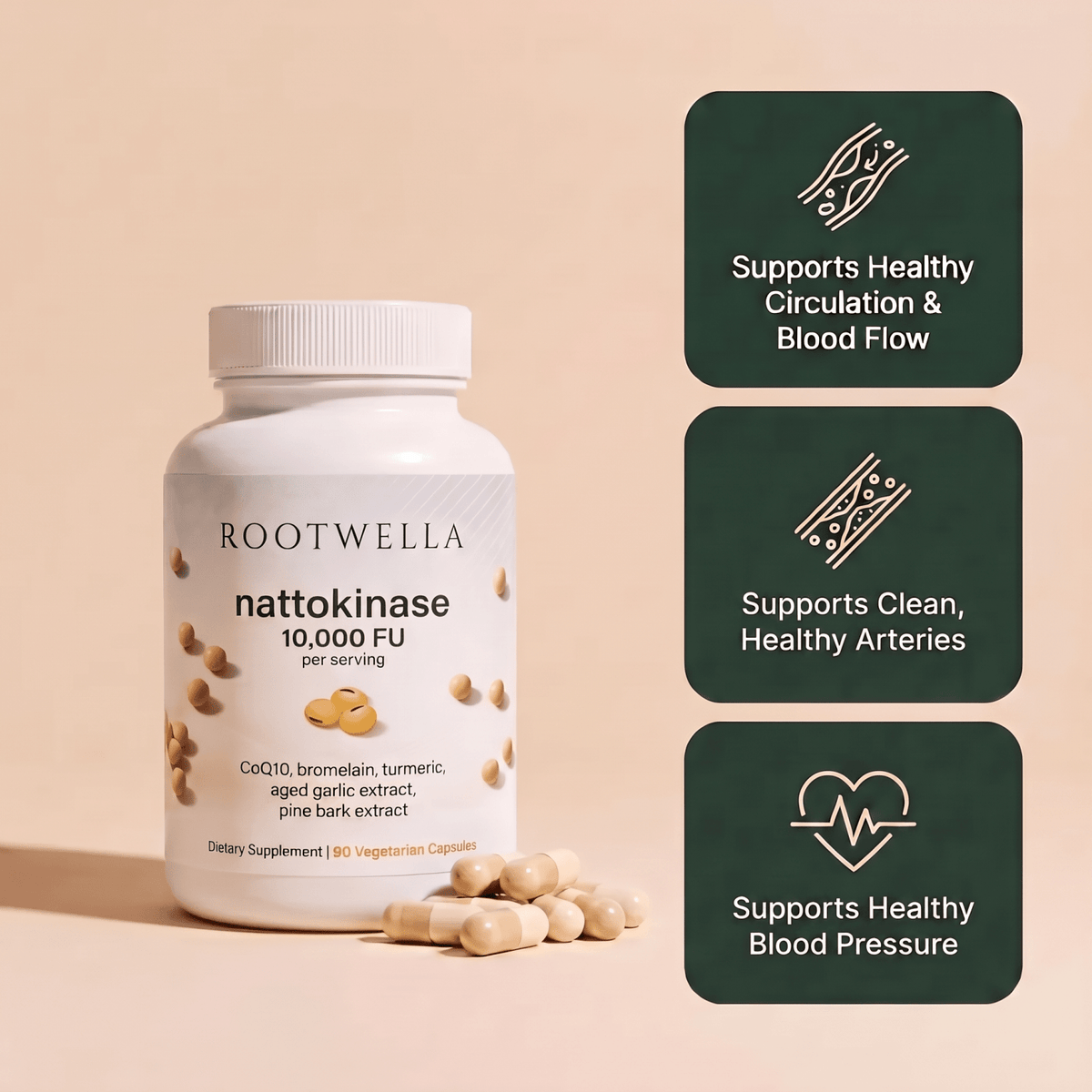 Support Healthy Arteries & Circulation with Nattokinase (10,000 FU)