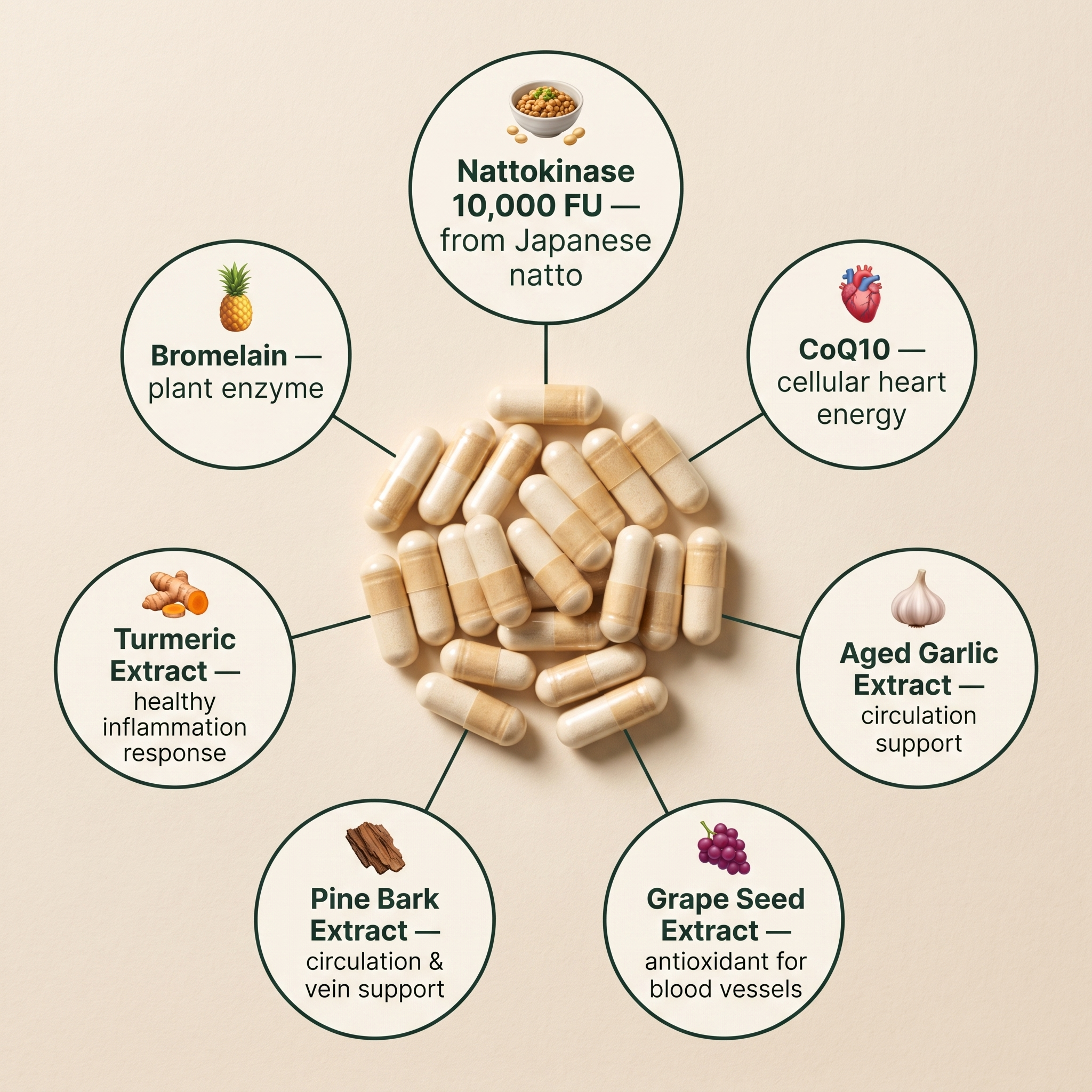 Japanese Nattokinase 10,000 FU — Circulation & Cardiovascular Support Complex