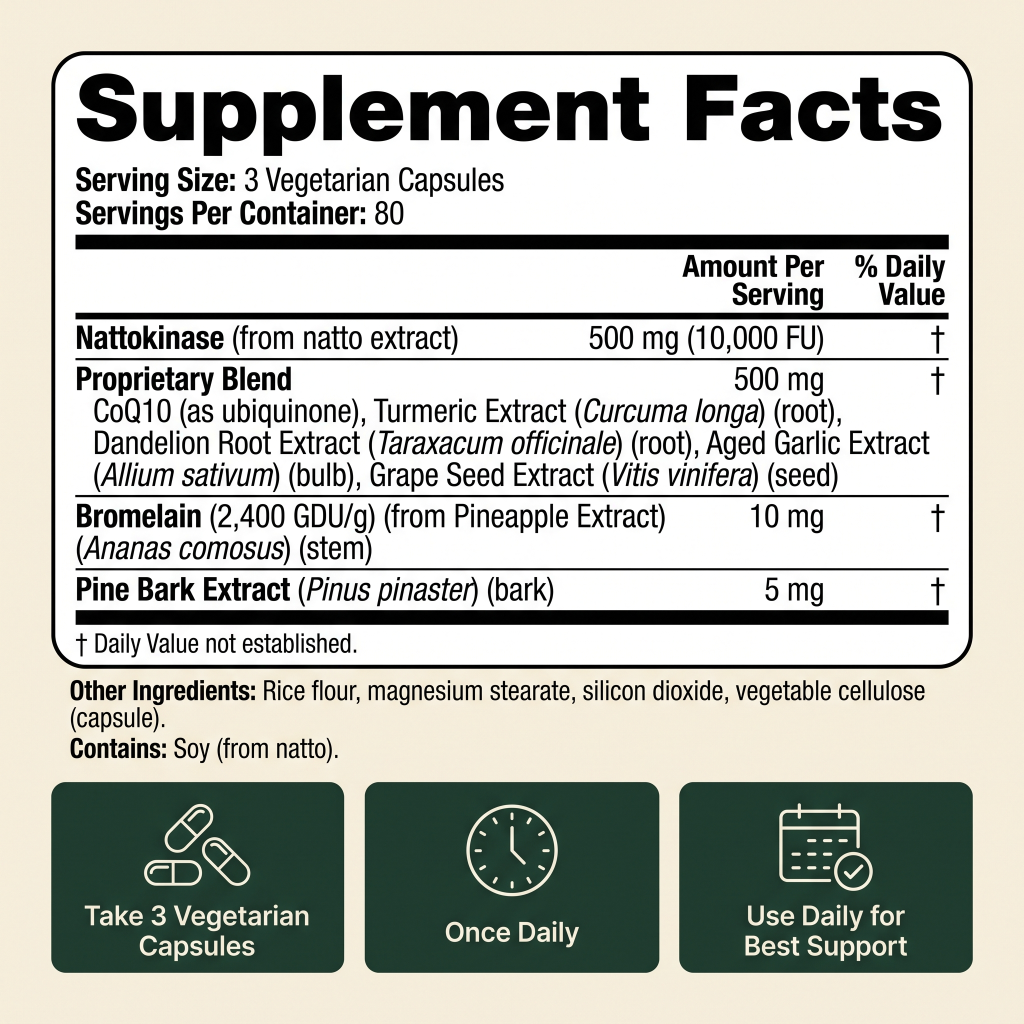 Japanese Nattokinase 10,000 FU — Circulation & Cardiovascular Support Complex