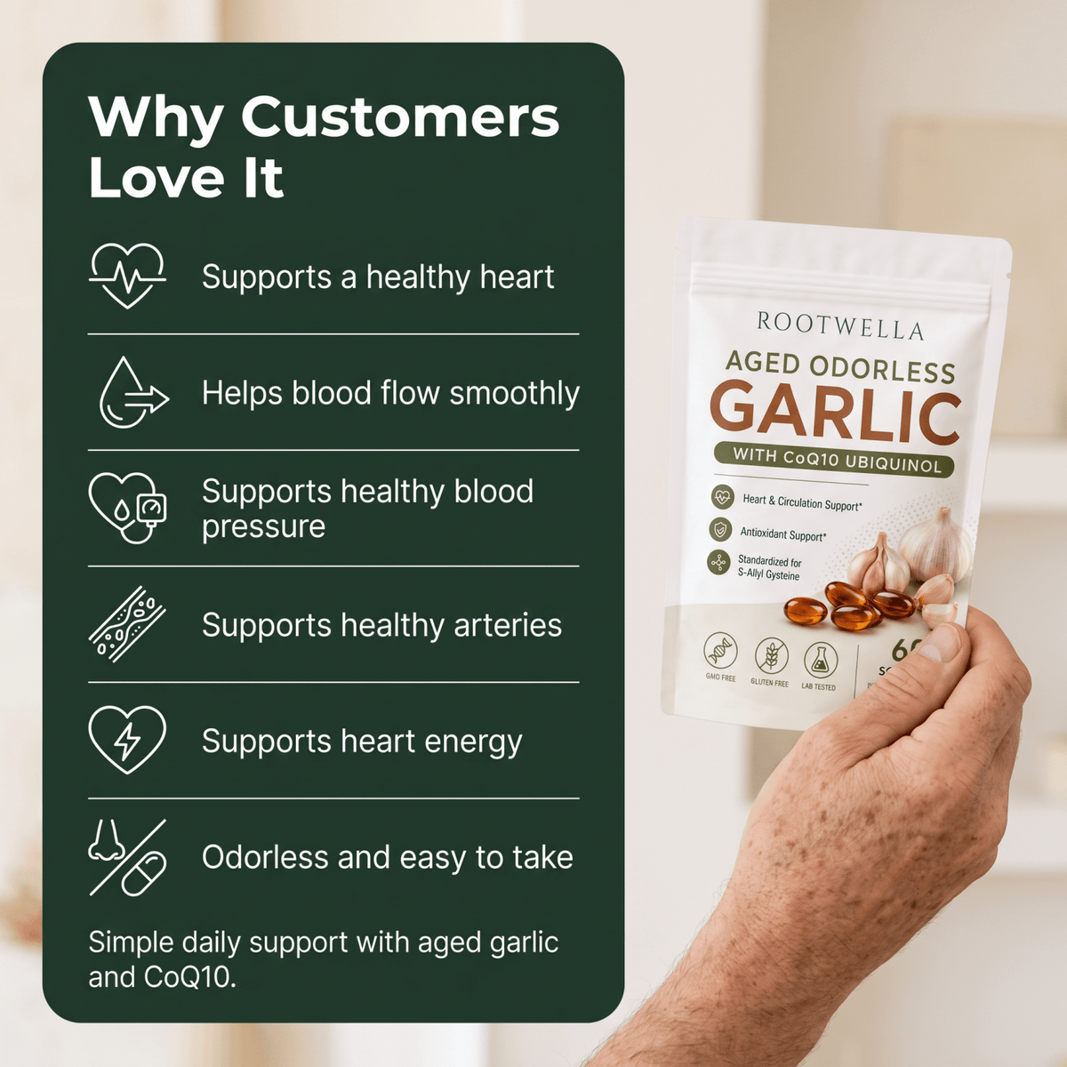 Keep Your Blood Flowing Smoothly with Aged Garlic + CoQ10 (1,200mg)